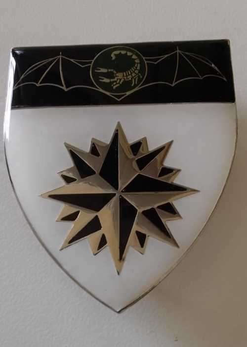 SADF/ SA ARMY  2 RECCE REGIMENT SHOULDER FLASH - WITH PINS - BECOMING RARE