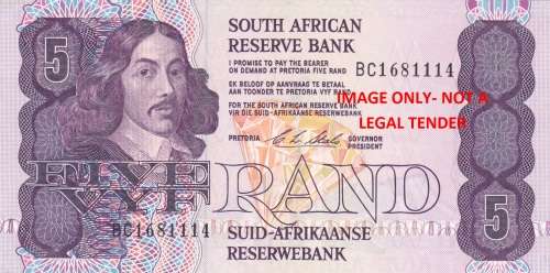1989 FIVE RAND NOTE -GPC DE KOCK - -  1 NOTE - UNCIRCULATED (1114)