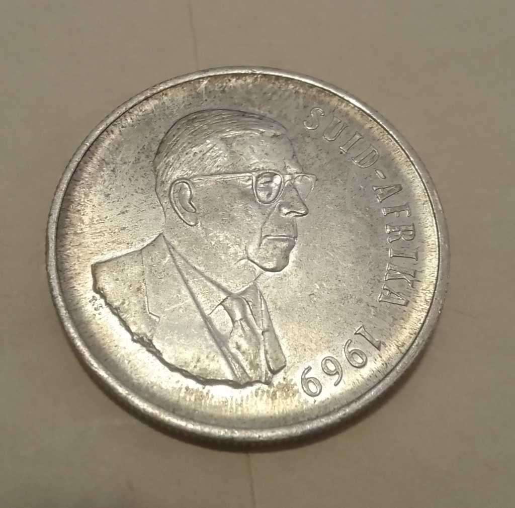 LOW START !!!  1969 R1 (S.A.) SILVER COIN - DONGES- (AFRIKAANS)