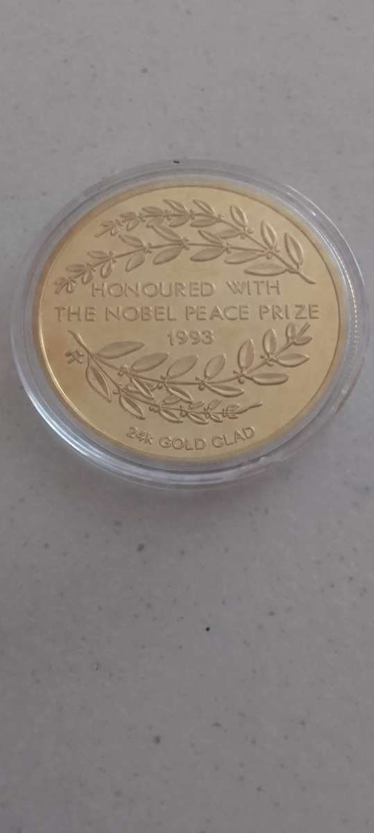 MANDELA A LONG WALK TO FREEDOM (NOBEL PEACE PRIZE 1993) GOLD PLATED COIN