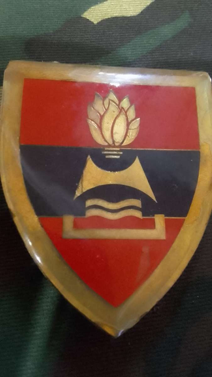 SADF 2 FIELD ENGINEERS REGIMENT SHOULDER FLASH - WITH PINS