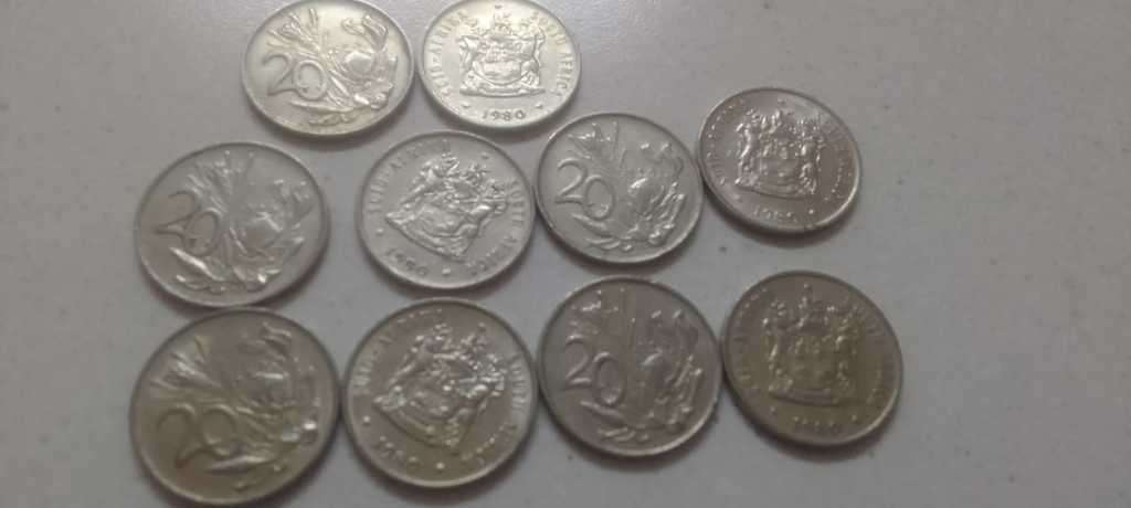 1980 RSA TWENTY CENT NICKEL (BID PER COIN)