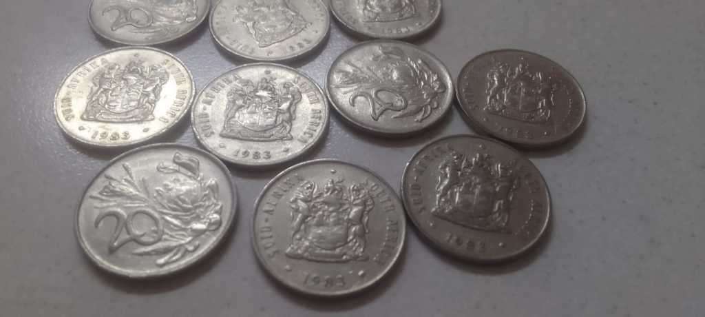 1983 RSA TWENTY CENT NICKEL (BID PER COIN)