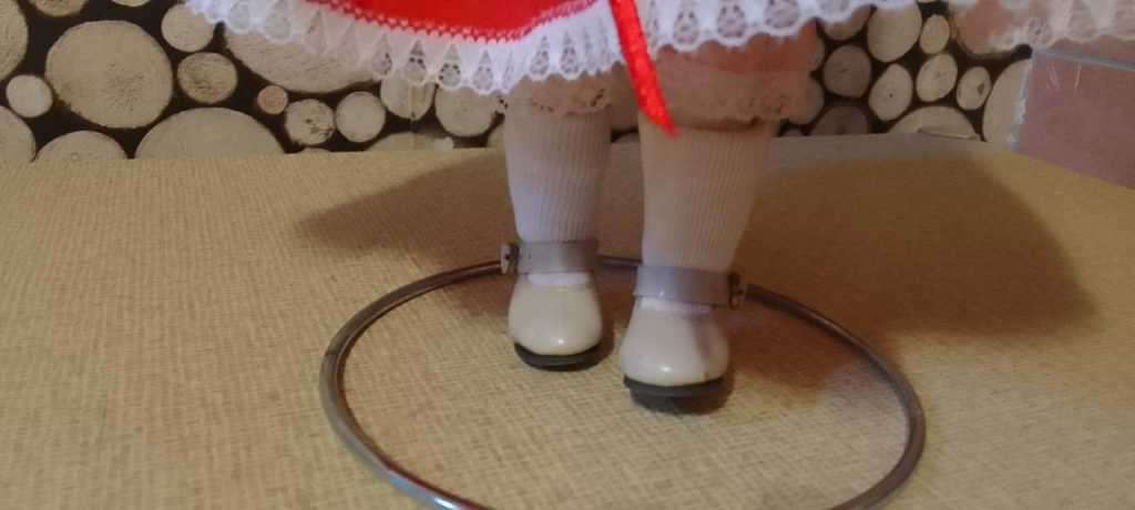 PORCELAIN DOLL - Shirley temple look Doll-  45cm long - ON STAND