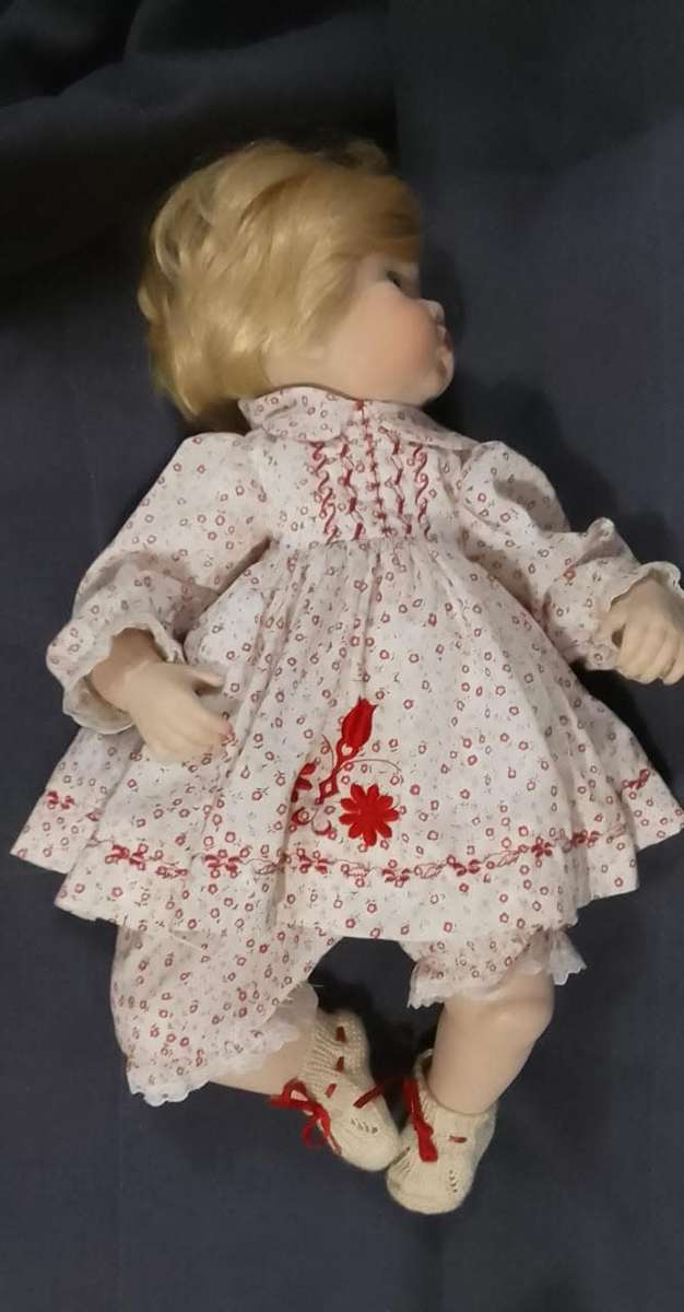 PORCELAIN DOLL - vintage large- 60 cm long