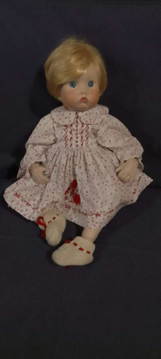 PORCELAIN DOLL - vintage large- 60 cm long