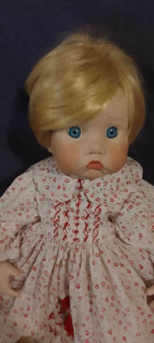 PORCELAIN DOLL - vintage large- 60 cm long