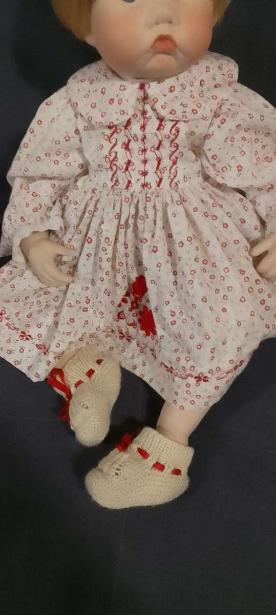 PORCELAIN DOLL - vintage large- 60 cm long