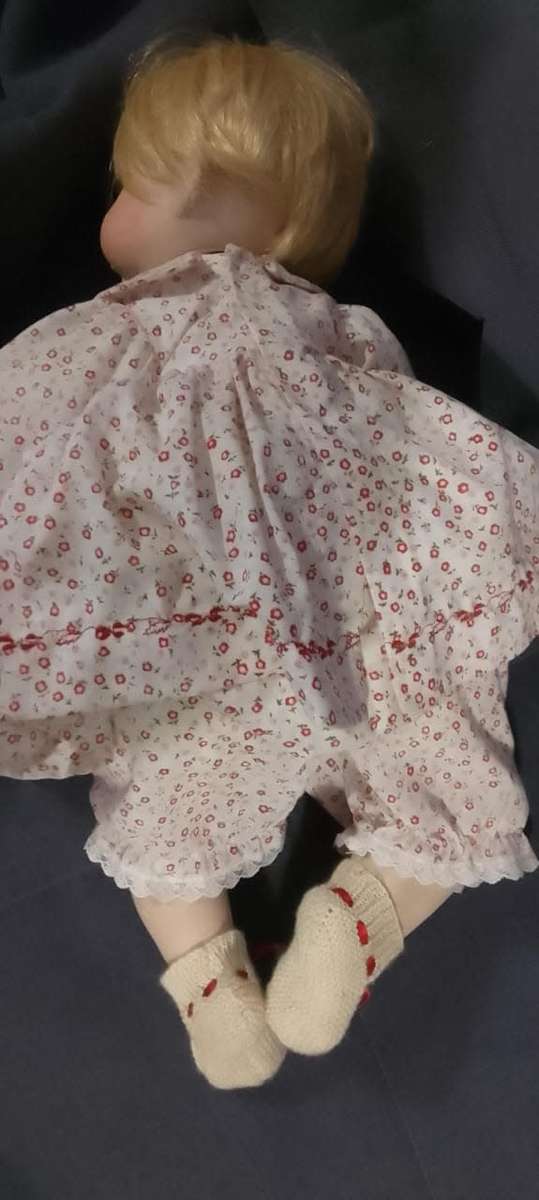 PORCELAIN DOLL - vintage large- 60 cm long