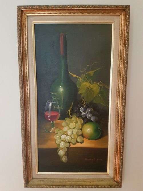 Still Life Oil Painting on board signed Frank Lean