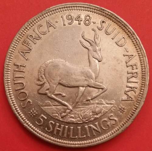 South Africa 5 Shillings 1948 (Silver Crown)