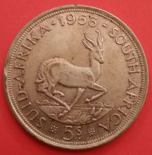 South Africa 5 Shillings 1953 (Silver Crown)