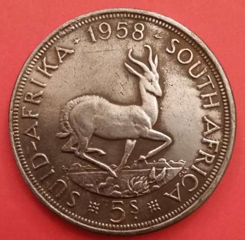 South Africa 1958 5 Shillings (Silver Crown)