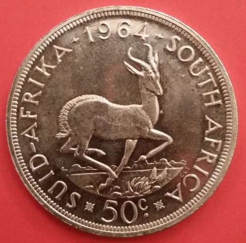 South Africa Silver 50cents (1964) Crown  Proof like