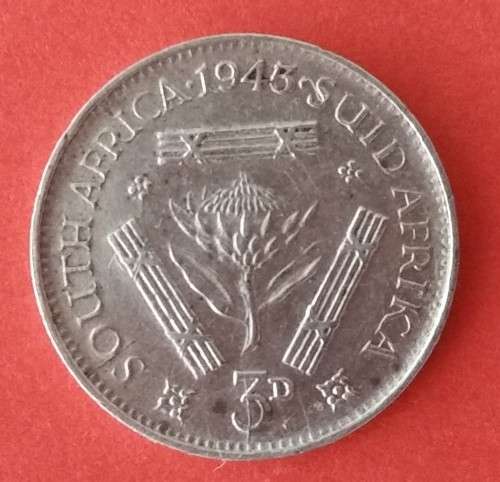 Union of South Africa - 1945a 3pence (date struck over 1943)