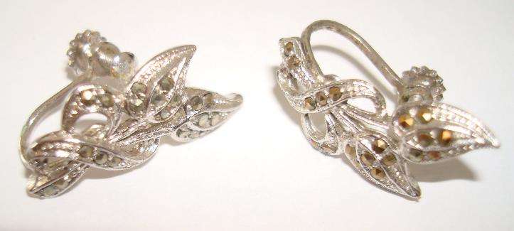 Stunning Marcasite Screw On Earrings