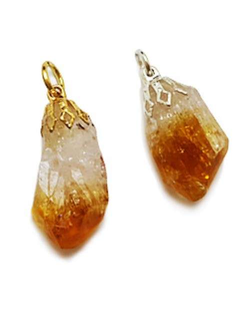 Small rough point Citrine stone Pendant    ABUNDANCE IN ALL THINGS