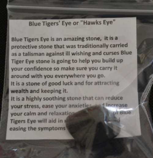 Large Blue Tigers Eye  ` Hawks Eye`  protector, stone of good fortune and good luck