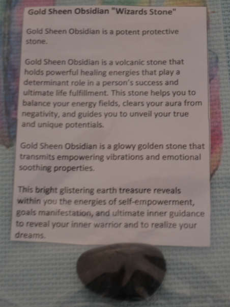 Large Gold Sheen Obsidian "Wizards Stone"     potent protective stone Inner Warrior Stone