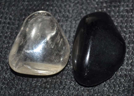 Large  Smokey Quartz and Black Obsidian  powerful gemstone combination