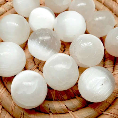 Selenite Tumbled Stone 3cm in diameter   Aura Cleansing they glow with a shimmery, pearl-like lustre