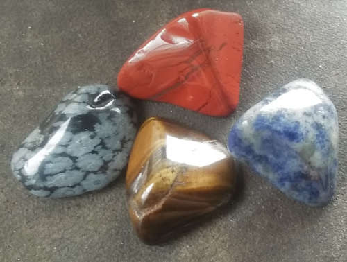 4 Healing Stoned Snowflake Obsidian, Sodalite, Red Jasper and Tigers eye