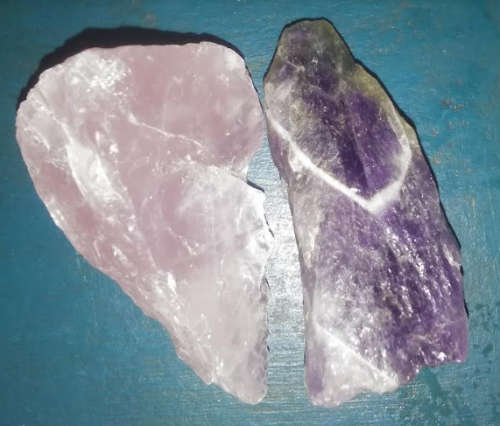 2 Large Amethyst and Rose Quartz to deepen the love for yourself and others
