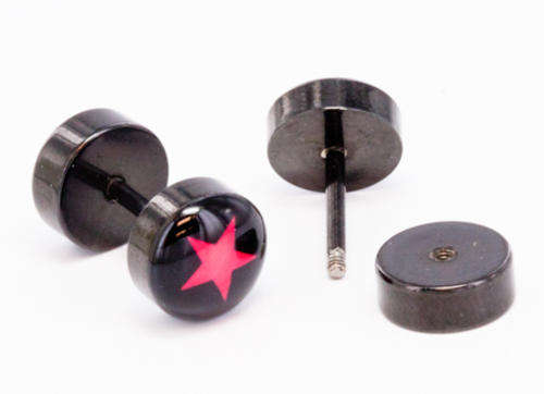 RED STAR FAKE PLUG Big Gauge Illusion Piercing