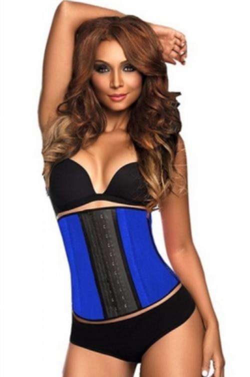 Blue Latex Steel Bone Underbust Corset  XS,S,M,L,XL,3XL