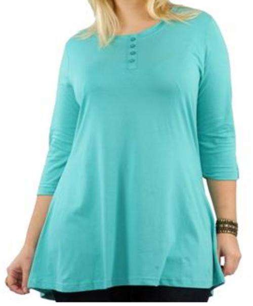 Jade Mock Placket Swing Hem T-Shirt SIZE 18