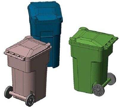 6 x Trash & Recycling Bins (Olive Green)