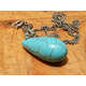 Sterling silver turquoise pendant with new solid 925 chain
