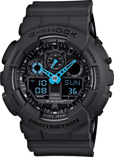 CASIO G-SHOCK MILITARY GREY - NEON BLUE
