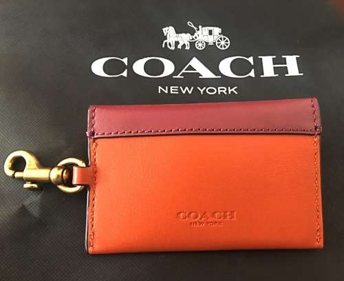 COACH , DESIGNER GENUINE LEATHER CARDand KEY RING HOLDER