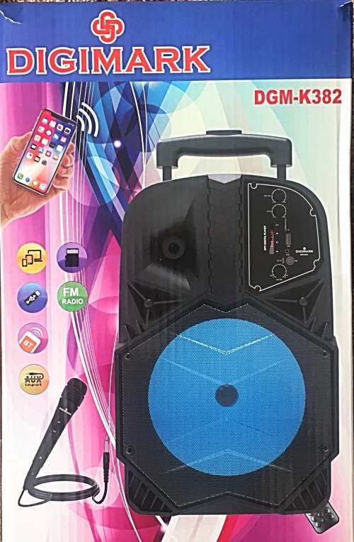 BLUTOOTH TROLLEY RECHARGEABLE SPEAKER WITH MICROPHONE AND REMOTE