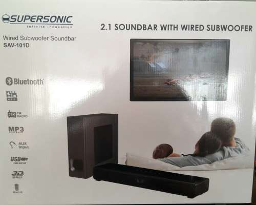 Supersonic - 2.1 Channel Bluetooth Sound Bar and Subwoofer - Sound System