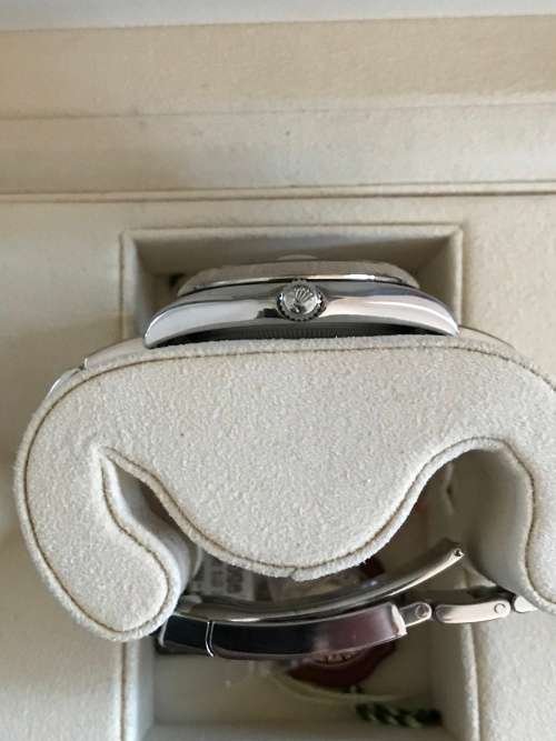 Rolex Oyster Perpetual Date Mens Watch 115234 34mm with 18ct white gold bezel [Box and Papers]