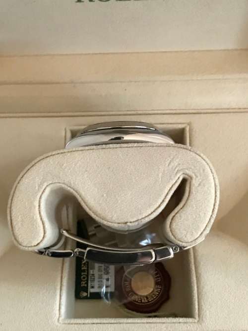 Rolex Oyster Perpetual Date Mens Watch 115234 34mm with 18ct white gold bezel [Box and Papers]