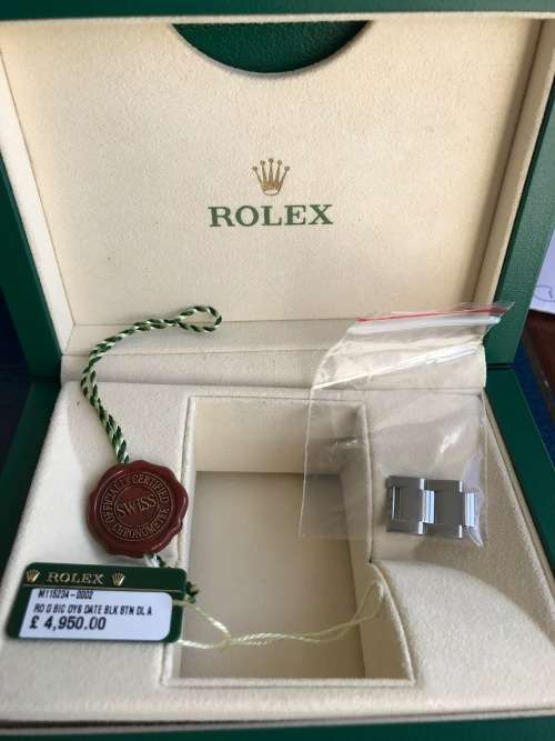 Rolex Oyster Perpetual Date Mens Watch 115234 34mm with 18ct white gold bezel [Box and Papers]