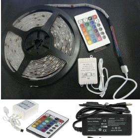 RGB High Brightness 300 5050 RGB LED's (5 Metres) Waterproof with Remote Control and Power adapter