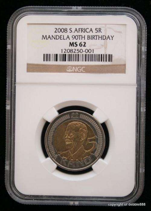 Scarce Grading MS62 NGC graded Mandela 2008 Birthday coin Get yours now!!!