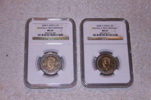 WOW  NGC Graded with new Mandela Label.  Collect them now! MS 64 & MS 65 Combo 90th Birthday coin!!!