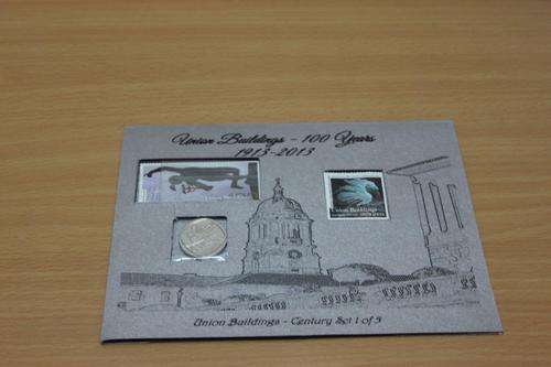 2013 Centenary of The Union Building stamp envelopes with R2 coin