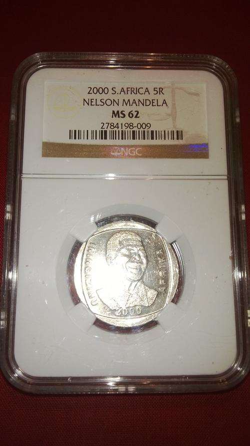 WOW get your 2000 RSA Mandela R5 graded MS 62 by NGC