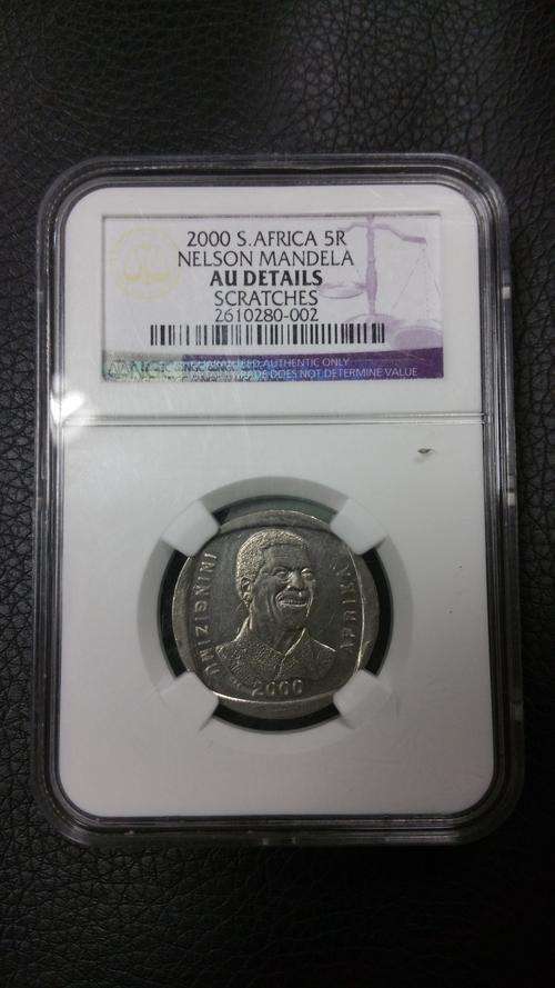 RARE  2000 Nelson Mandela R5 NGC GRADED - Rev Scratched !!!