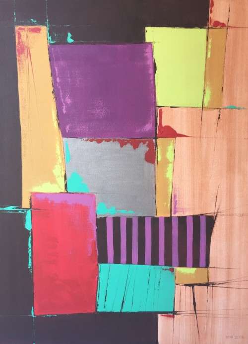 Abstract Acrylic on Canvas, stretched over frame