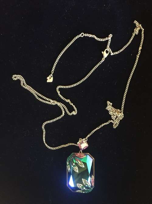 Swarovski necklace set with a large multi-coloured crystal