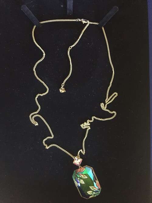 Swarovski necklace set with a large multi-coloured crystal