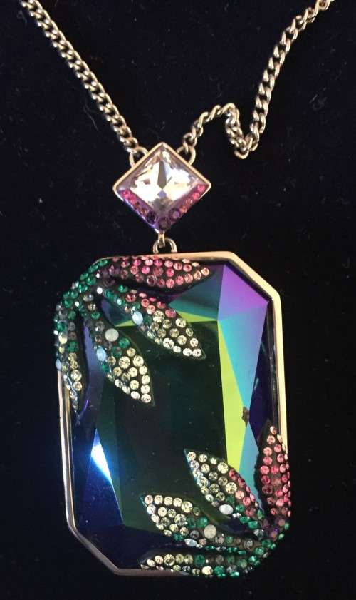 Swarovski necklace set with a large multi-coloured crystal