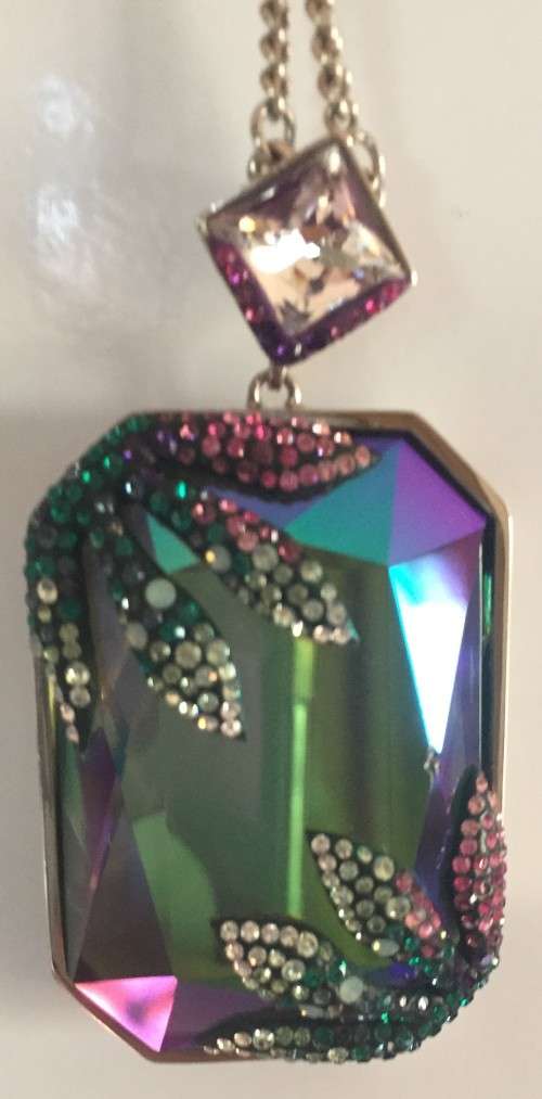 Swarovski necklace set with a large multi-coloured crystal